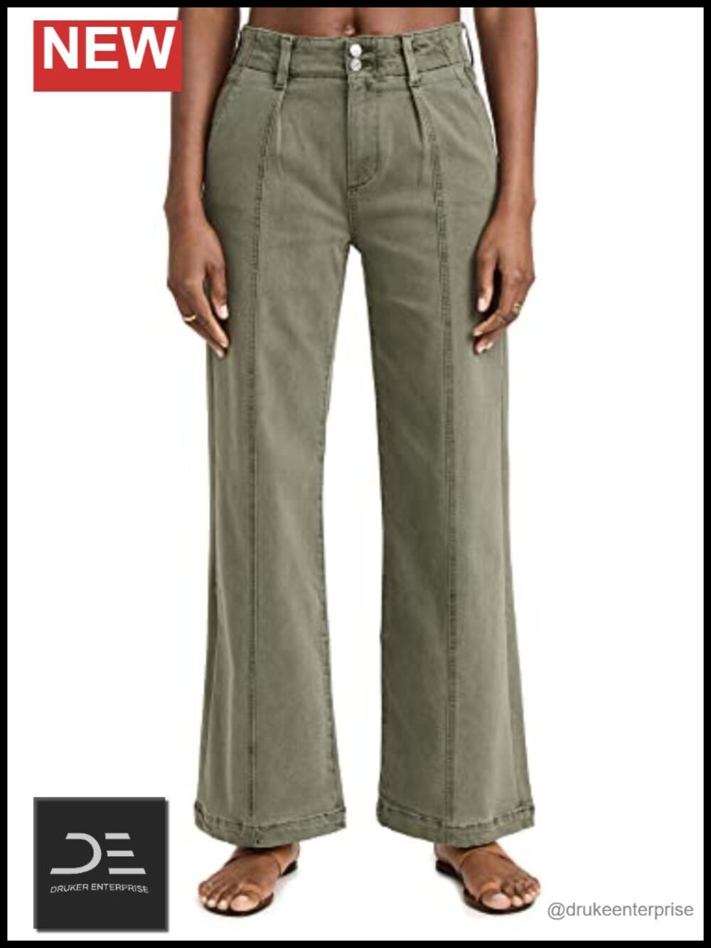 Womens High Rise Wide Leg Jeans Cotton Blend Stretchable Pleated Front